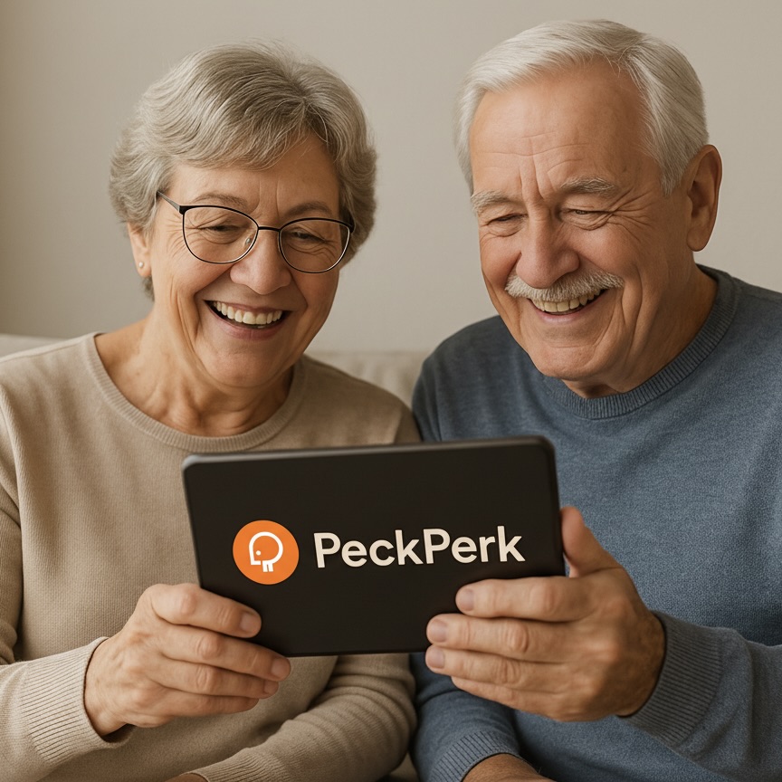 Grandparent using PeckPerk app
